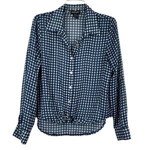 About A Girl Plaid Sheer Button Down Long Sleeve Medium